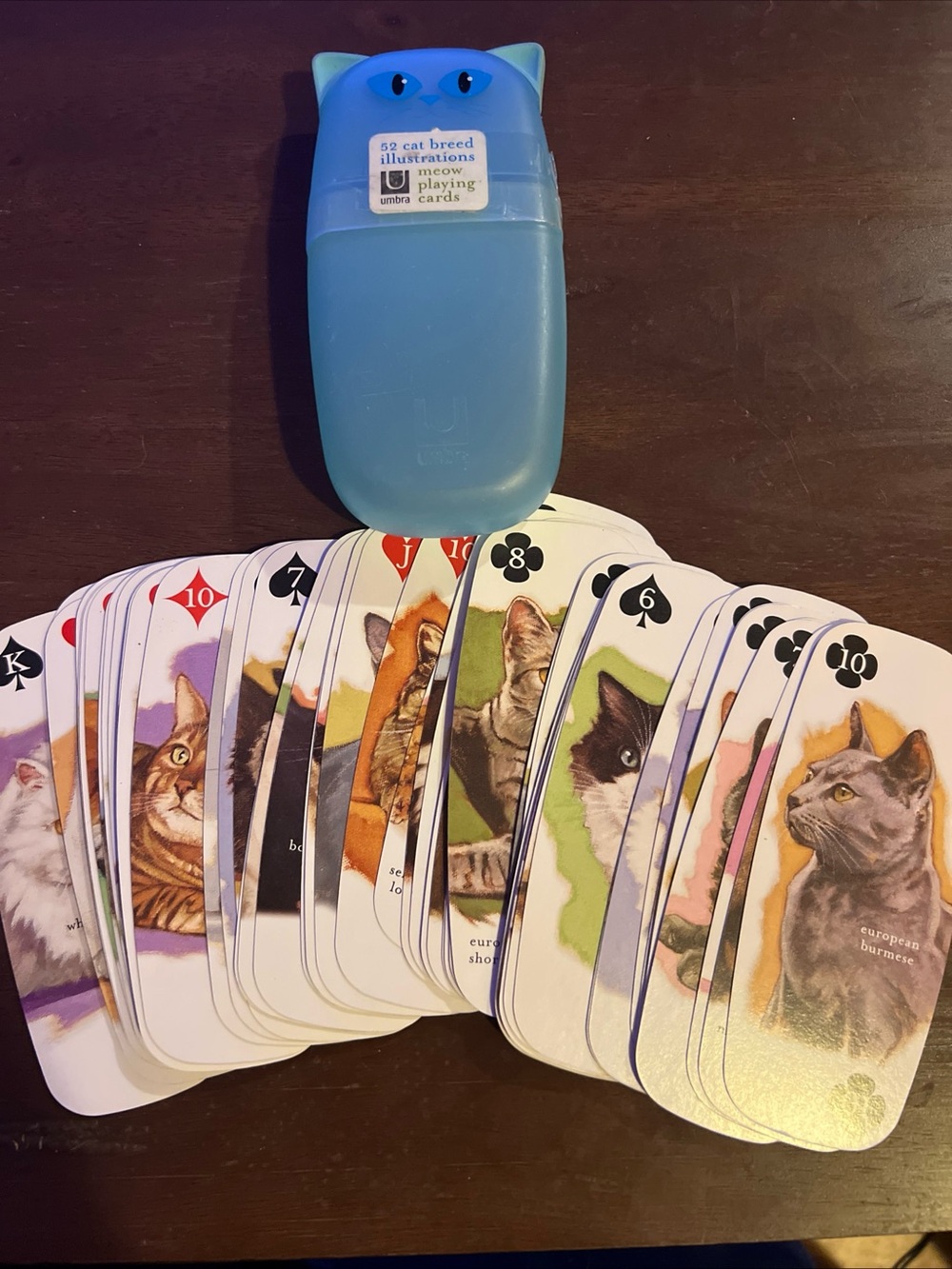 Umbra 52 Cat Breed Meow Playing Cards Blue Cat Case